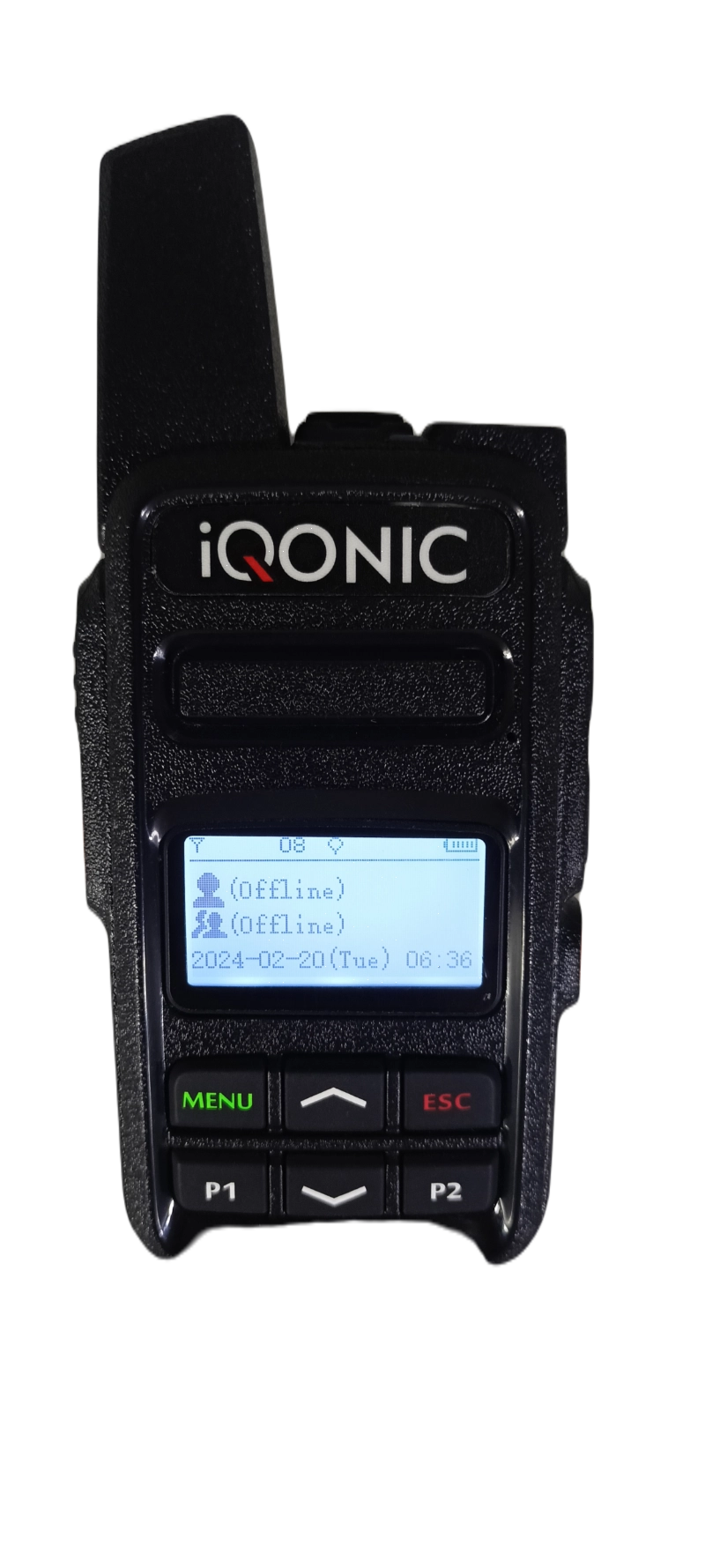 iQONIC handheld radio with a bright display